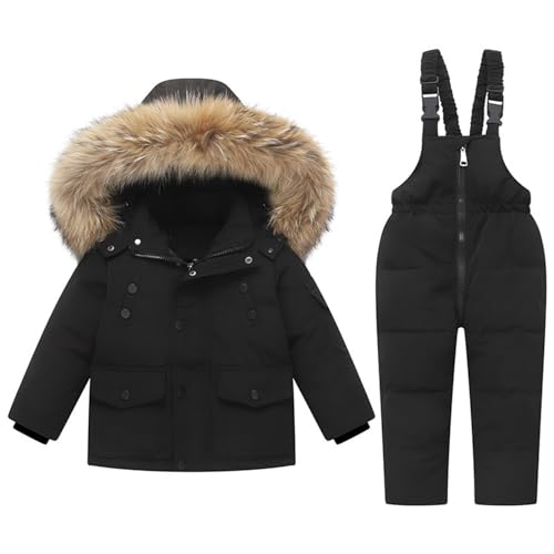 Schneeanzug Kinder Unisex - Kinder Wasserdicht Strampler Skijacken Bekleidungsset 2tlg Outfit Winterhose mit Hosenträgern und Winterjacke Dick und Warm mit Reflektierenden Streifen für Jungen Mädchen von Generisch
