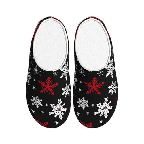 Schneeflocke Weihnachten Damen Hausschuhe Flanell Haus Pantoffeln für Herren Galaxy rutschfeste Warme Winterschuhe für Indoor Outdoor, mehrfarbig, X-Small Men/ Large Women von Generisch