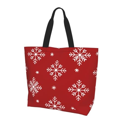 Schneeflocken Tote Bag Damen Schulterhandtaschen Weihnachten Einkaufstaschen Wasserabweisend Große Handtasche mit Innentasche für Arbeit Reise Schule von Generisch