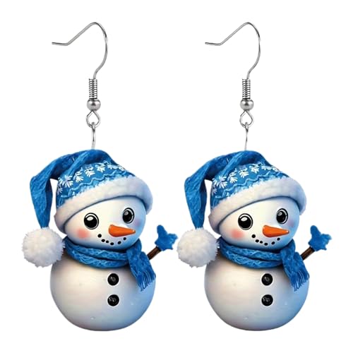 Schneemann Ohrringe für Damen - Weihnachten Schneemann Ohrringe | 2D Blau Schneemann Hut Acryl Damen Ohrhänger | Saisonale Mode Neuheit Hängende Ohrringe Schneemann Ohrringe für Damen - Weihnachten Schneemann Ohrringe | 2D Blau Schneemann Hut Acryl Damen Ohrhänger | Saisonale Mode Neuheit Hängende Ohrringe von Generisch