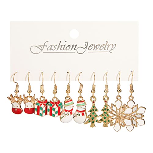 Schneemann Weihnachten Weihnachtsohrring Set Weihnachtstag Nette lustige Ohrringe Ohrringe Weihnachtsohrringe Damen (B, One Size) von Generisch