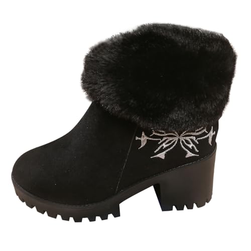 Schneeschuhe Damen Kurzschaft Dicker Sohle Schlupfschuhe Modische Einfarbig Halbstiefel Herbst Winter Winterschuhe Outdoor Aktivitäten Schneestiefel Bequeme Boots von Generisch