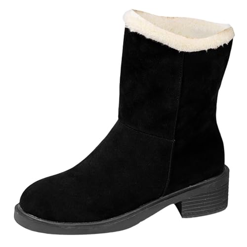 Schneeschuhe Damen Wasserdicht Gefüttert Hoch Outdoor 39 Winterboots Winterstiefel Kurzschaft Flach Weite H Curvy Winterschuhe Schneestiefel Elegant Plattform Warme Schwarz Stiefel Schlupfstiefel von Generisch