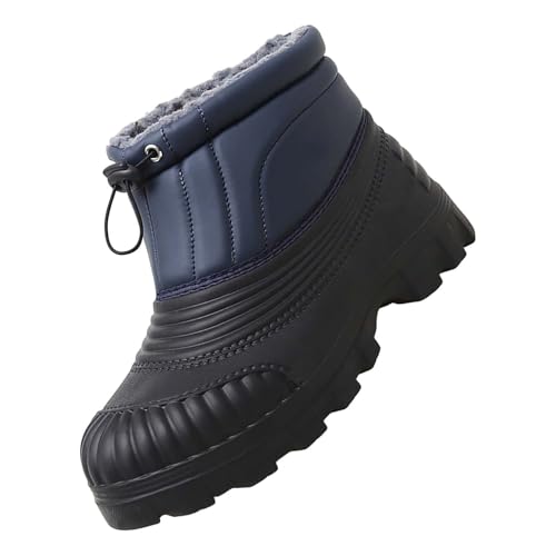 Schneeschuhe Herren Gefüttert, Winterschuhe Herrren Warm, Winterstiefel Fleece Schneestiefel Mit Schnürsenkel Ohne Binden Wanderstiefel rutschfest Leichtgewicht Outdoorschuhe Für Alltag von Generisch
