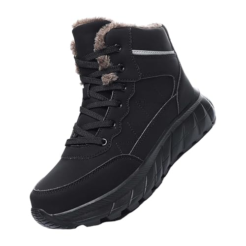 Schneeschuhe Herren Warm, Herren Schneestiefel Gefüttert, Winterschuhe Mit Schnürung Winterstiefel Trittschutz Schnürstiefel High-Top Trekkingschuhe Leichtgewicht Bequeme Sportschuhe von Generisch