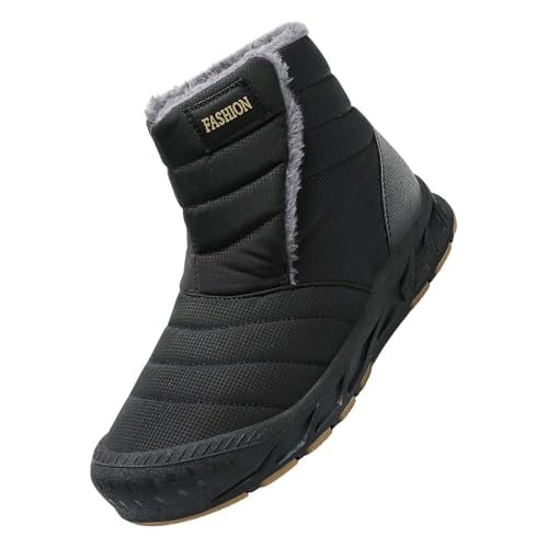 Schneeschuhe Herren Warm, Outdoorschuhe Winter Herren, Winterschuhe Ohne Schnürung Schneestiefel Fleece Gefüttert Wanderstiefel rutschfest Outdoorstiefel Einfarbig Bequeme Herrenstiefel von Generisch
