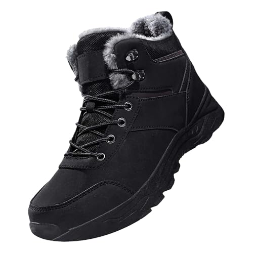Schneeschuhe Herren Warm, Winterschuhe Herren Gefüttert, Wanderschuhe Mit Schnürung Outdoorschuhe Fleece Trekkingschuhe High-Top Sportschuhe Leichtgewicht Komfortabel Herrenschuhe von Generisch