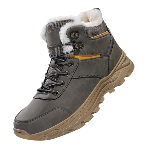 Schneeschuhe Herren Warm, Winterschuhe Herren Gefüttert, Wanderschuhe Mit Schnürung Outdoorschuhe Fleece Trekkingschuhe High-Top Sportschuhe Leichtgewicht Komfortabel Herrenschuhe von Generisch