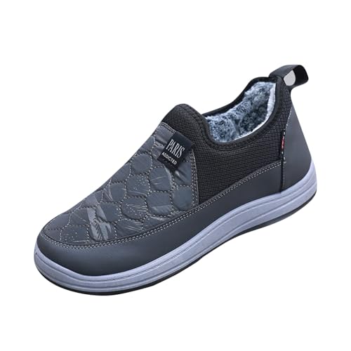 Schneeschuhe Herren Warm Winterschuhe mit Fleece Gefüttert Stiefeletten Wasserdichte Schlupfstiefel Dicke Thermoschuhe Flach Wollstiefel Bequem Knöchelstiefel Geeignet für den Winter von Generisch