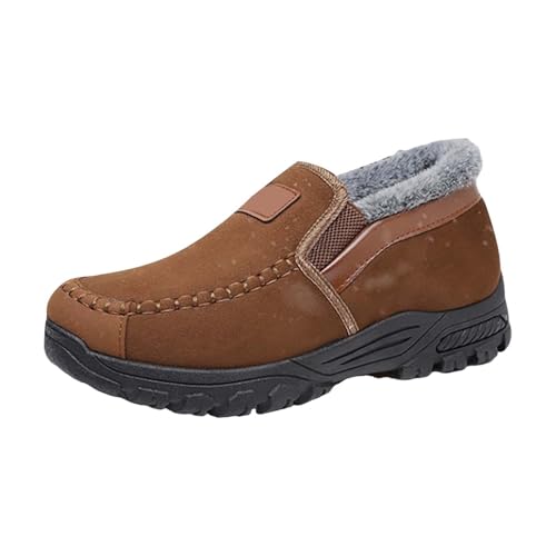Schneeschuhe Herren Wasserdicht, Stiefeletten mit Fleece Gefüttert Snowboots Rutschfeste Sohlen Winterstiefel Wildleder Schlupfstiefel Bequem Thermoschuhe Leicht Warme Knöchelstiefel von Generisch
