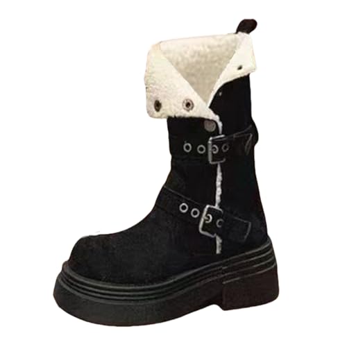 Schneestiefel Damen Plateau Winterschuhe Damen Gefüttert Boots Wanderschuhe Leicht Trekkingschuhe Flach rutschfeste Winterboots High Top Sportschuhe Verdickte Warm Ankleboots von Generisch
