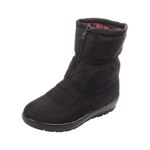 Schneestiefel Damen Wasserdicht Winterstiefel Warm Gefüttert Stiefeletten Damenschuhe Reißverschluss Halbstiefel Runde Zehe Mid Calf Stiefel Winterboots Mit Rutschfest Sohle Outdoor Schuhe von Generisch