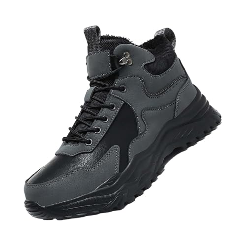 Schneestiefel Herren Gefüttert, Wanderstiefel Winter Winterschuhe Plateau Trekkingschuhe Rutschfest Thermostiefel Flach Stiefeletten Weich Schlupfschuhe Hochschaft Schneeschuhe von Generisch