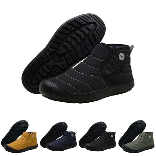 Schneestiefel Herren Wasserdicht, Outdoor Stiefel Herren Breite Füße Snowboots Niedrige Wanderschuhe Ohne Schnürsenkel Schneeschuhe Warme Freizeitschuhe Vegan Herbstschuhe rutschfeste Bootsschuhe von Generisch