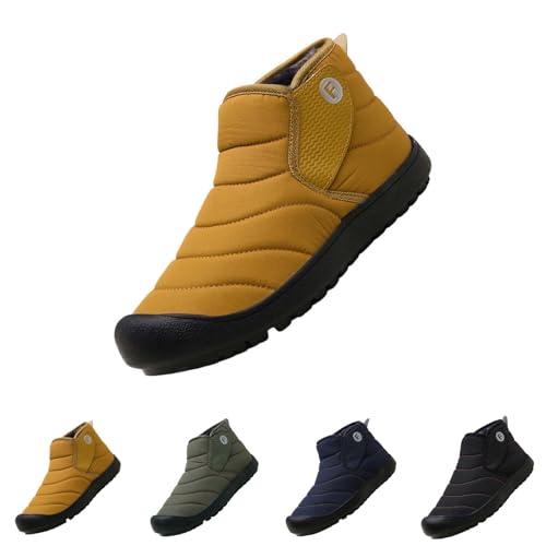 Schneestiefel Herren Wasserdicht, Outdoor Stiefel Herren Breite Füße Snowboots Niedrige Wanderschuhe Ohne Schnürsenkel Schneeschuhe Warme Freizeitschuhe Vegan Herbstschuhe rutschfeste Bootsschuhe von Generisch