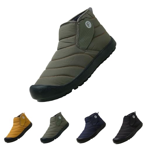 Schneestiefel Herren Wasserdicht, Outdoor Stiefel Herren Breite Füße Snowboots Niedrige Wanderschuhe Ohne Schnürsenkel Schneeschuhe Warme Freizeitschuhe Vegan Herbstschuhe rutschfeste Bootsschuhe von Generisch