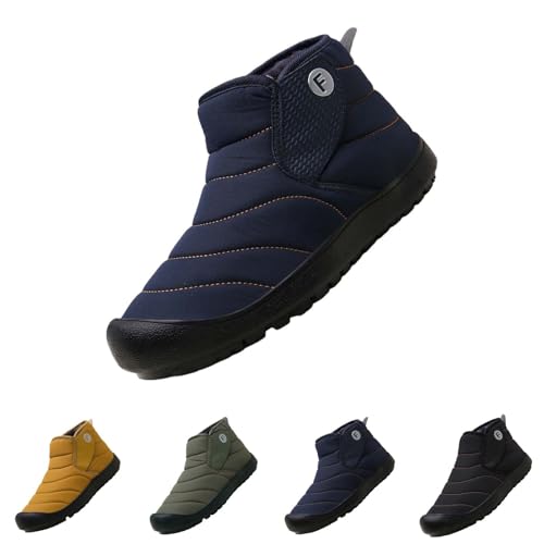 Schneestiefel Herren Wasserdicht, Outdoor Stiefel Herren Breite Füße Snowboots Niedrige Wanderschuhe Ohne Schnürsenkel Schneeschuhe Warme Freizeitschuhe Vegan Herbstschuhe rutschfeste Bootsschuhe von Generisch