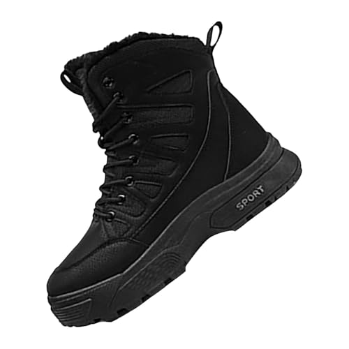 Schneestiefel Herren Wasserdicht Winterstiefel mit Fleece Gefüttert Winter Boots Thermal Wollstiefel Dicke Sohle Schnürstiefel Rutschfest Snowboots High Top Winterschuhe Zum Schnüren von Generisch