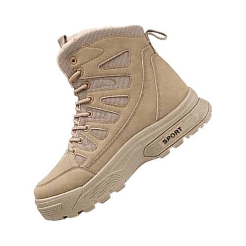 Schneestiefel Herren Wasserdicht Winterstiefel mit Fleece Gefüttert Winter Boots Thermal Wollstiefel Dicke Sohle Schnürstiefel Rutschfest Snowboots High Top Winterschuhe Zum Schnüren von Generisch