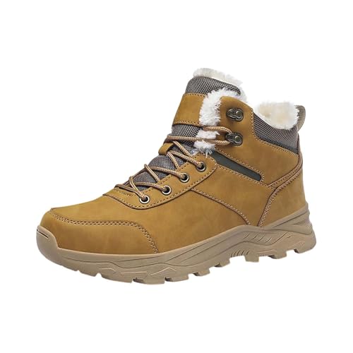 Schneestiefel Herren Winter, Winterstiefel Herren Warm, Outdoorstiefel Mit Schnürung Wanderstiefel Non-Slip Winterschuhe Fleece Gefüttert Outdoorschuhe Atemfähige Bequeme Sportschuhe von Generisch