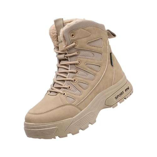 Schneestiefel Herren Winter Winterboots mit Fleece Gefüttert Wanderstiefel Rutschfest Snowboots High Top Winterstiefel Outdoor Schnürstiefel Freizeit Winterschuhe Verdickt Wollstiefel von Generisch