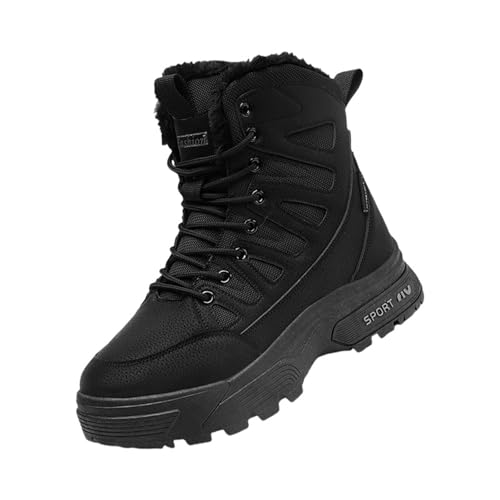 Schneestiefel Herren Winter Winterboots mit Fleece Gefüttert Wanderstiefel Rutschfest Snowboots High Top Winterstiefel Outdoor Schnürstiefel Freizeit Winterschuhe Verdickt Wollstiefel von Generisch
