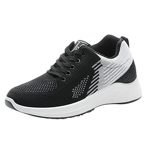 Schnürschuhe Damen Keilabsatz Plateau - Freizeitschuhe Damen Mesh Solid Color Sneaker rutschfest Laufschuhe Mit Dämpfung Sportschuhe Bequeme Straßenlaufschuhe Fashion Casual Walkingschuhe 37-41 von Generisch