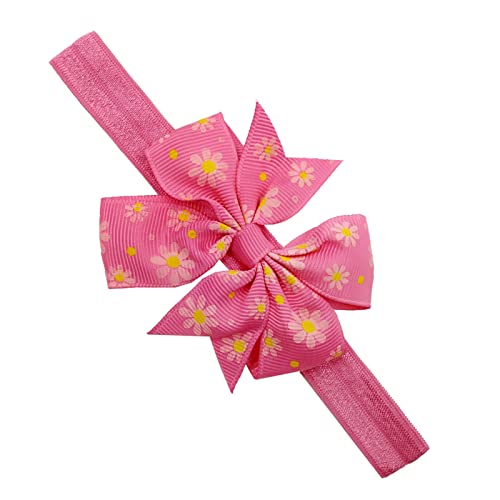 Schnullerkette Schleife Kleinkind Baby Mädchen Blumen Stirnband Blumendrucke Bowknot elastisches Haarband für Geschenke Schleifen Set (A, One Size) von Generisch