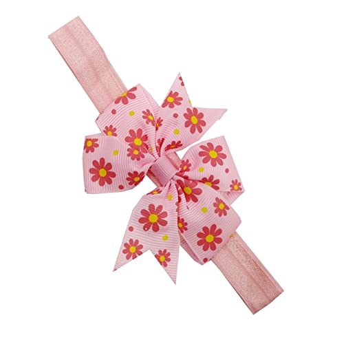 Schnullerkette Schleife Kleinkind Baby Mädchen Blumen Stirnband Blumendrucke Bowknot elastisches Haarband für Geschenke Schleifen Set (D, One Size) von Generisch