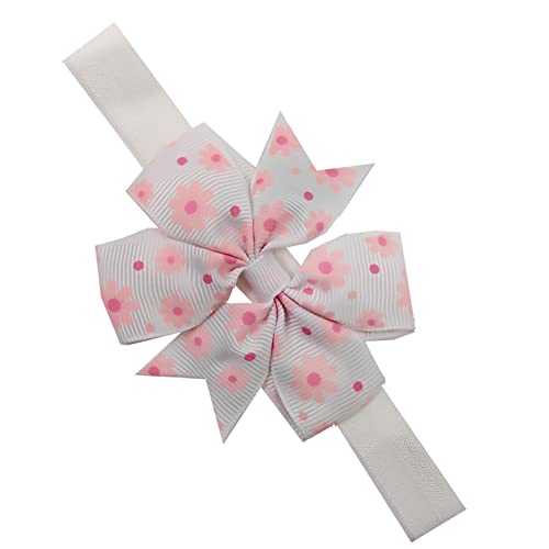 Schnullerkette Schleife Kleinkind Baby Mädchen Blumen Stirnband Blumendrucke Bowknot elastisches Haarband für Geschenke Schleifen Set (F, One Size) von Generisch