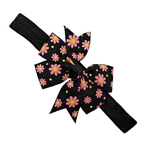 Schnullerkette Schleife Kleinkind Baby Mädchen Blumen Stirnband Blumendrucke Bowknot elastisches Haarband für Geschenke Schleifen Set (G, One Size) von Generisch