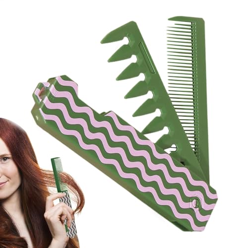 Schnurrbartkamm mit breiten Zähnen und Zähnen | Faltbarer Kamm | Haarbürste, tragbares, faltbares Styling-Werkzeug für Männer und Frauen von Generisch