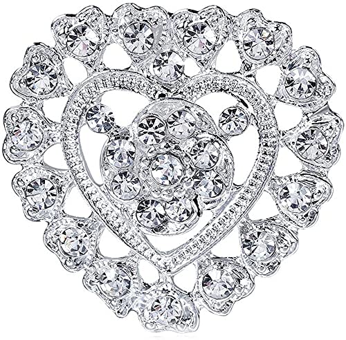 Schöne Brosche Frauen Corsage Silber Herz Hochzeit Braut Pin Männer Kleid Brosche Schals Schal Clip Tasche Ornament Umweltfreundlich und praktisch von Generisch