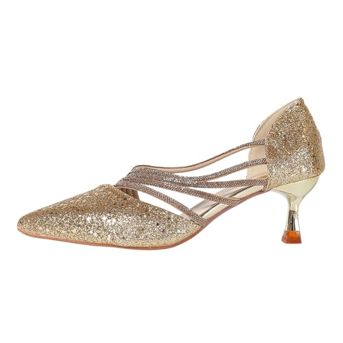 Schöne Damen Absatzschuhe High Heels Pumps Hochzeitsschuhe Glitzer Abendschuhe Party Kleid Schuhe Damenschuhe Elegant Und Bequem Spitzenschuhe Stöckelschuhe Trachtenschuhe von Generisch