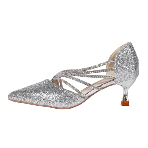 Schöne Damen Absatzschuhe High Heels Pumps Hochzeitsschuhe Glitzer Abendschuhe Party Kleid Schuhe Damenschuhe Elegant Und Bequem Spitzenschuhe Stöckelschuhe Trachtenschuhe von Generisch
