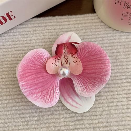 Schöne Phalaenopsis Blume Haarnadel Bohemian Design Stoff Floral Perle Haarspange Damen Kopfschmuck von Generisch