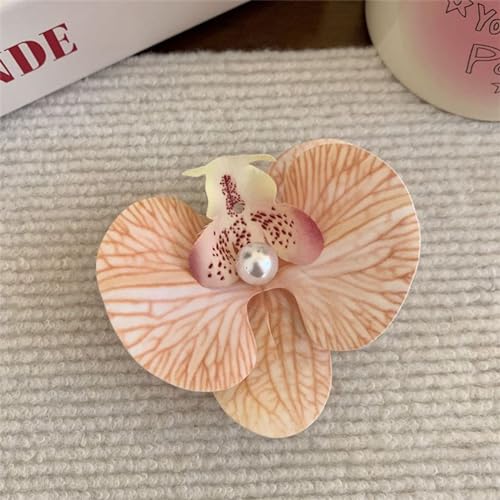 Schöne Phalaenopsis Blume Haarnadel Bohemian Design Stoff Floral Perle Haarspange Damen Kopfschmuck von Generisch
