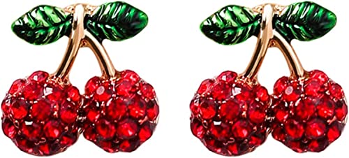 Schöne rote Kirschfrucht-Ohrstecker Kristall Strass modische Charm-Ohrringe praktisches Design von Generisch