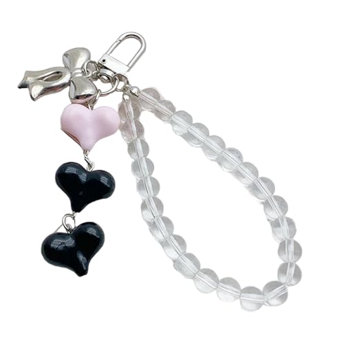 Schöner Herz-Schleifenanhänger, Schleife, Herz-Anhänger mit Imitationsperlenringen für Handtaschen-Verzierung von Generisch