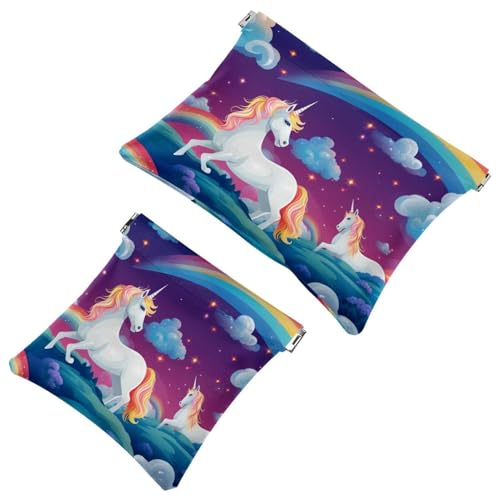 Schrapnell-Tasche für Geldbörse, Aquarell-Kunst-Einhorn, 628, wasserdichte Make-up-Tasche, tragbare Tasche für Damen, Geschenke, 2 Stück, Mehrfarbig 07, A：7.1x5.8in/18x14.8cm，B:4.7x4.5in/12x11.5cm von Generisch