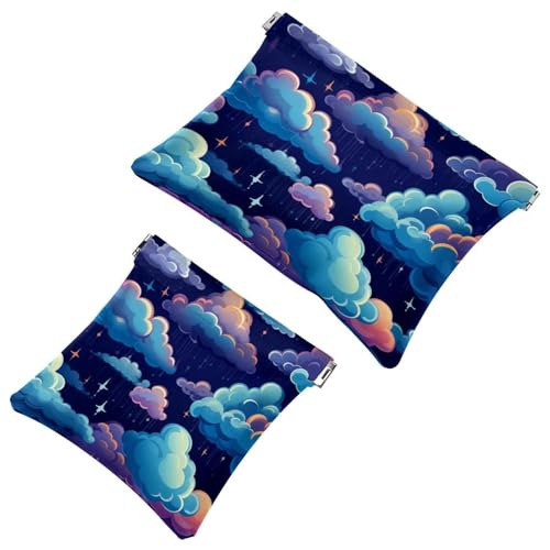 Schrapnell-Tasche für Geldbörse, Cartoon-Cloud-628, wasserdichte Make-up-Tasche, tragbare Tasche für Damen, Geschenk, 2 Stück, Mehrfarbig 02, A：7.1x5.8in/18x14.8cm，B:4.7x4.5in/12x11.5cm von Generisch