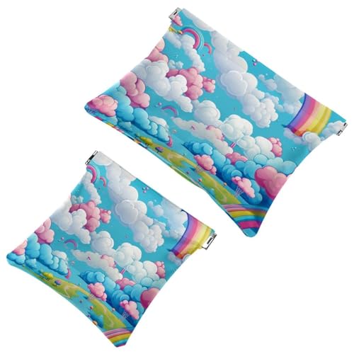 Schrapnell-Tasche für Geldbörse, Cartoon-Cloud-628, wasserdichte Make-up-Tasche, tragbare Tasche für Damen, Geschenk, 2 Stück, Mehrfarbig 06, A：7.1x5.8in/18x14.8cm，B:4.7x4.5in/12x11.5cm von Generisch