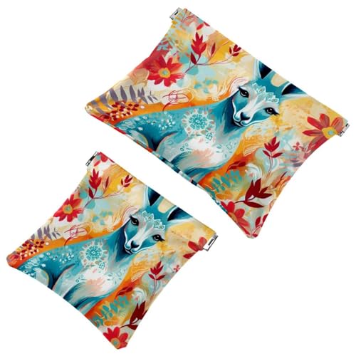 Schrapnell-Tasche für Geldbörse, Dschungel-Känguru, wasserdicht, tragbare Tasche für Damen, 2 Stück, Mehrfarbig 04, A：7.1x5.8in/18x14.8cm，B:4.7x4.5in/12x11.5cm von Generisch