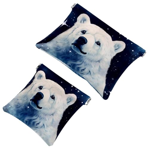 Schrapnell-Tasche für Geldbörse, Wolke, Eisbär, wasserdicht, tragbare Tasche für Damen, 2 Stück, Mehrfarbig 03, A：7.1x5.8in/18x14.8cm，B:4.7x4.5in/12x11.5cm von Generisch