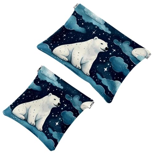 Schrapnell-Tasche für Geldbörse, Wolke, Eisbär, wasserdicht, tragbare Tasche für Damen, 2 Stück, Mehrfarbig 09, A：7.1x5.8in/18x14.8cm，B:4.7x4.5in/12x11.5cm von Generisch