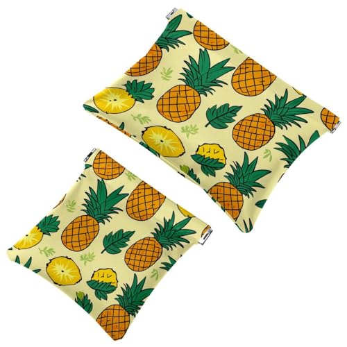 Schrapnellbeutel für Geldbörse, Cartoon-Ananas, 1156 wasserdichte Make-up-Tasche, tragbare Tasche für Frauen, Geschenke, 2 Stück, Mehrfarbig 02, A：7.1x5.8in/18x14.8cm，B:4.7x4.5in/12x11.5cm von Generisch