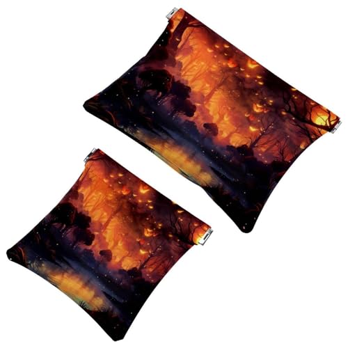 Schrapnellbeutel für Geldbörse, Glühwürmchen bei Nacht - 1750 wasserdichte Make-up-Tasche, tragbare Tasche für Frauen, Geschenke, 2 Stück, Multicolor 01, A：7.1x5.8in/18x14.8cm，B:4.7x4.5in/12x11.5cm von Generisch