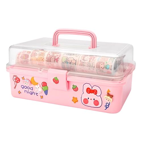 Schreibwaren-Aufbewahrungsbox, Werkzeugkiste mit Griff, tragbar, transparent, mehrschichtig, Mehrzweck-Medizin-Box für Studenten von Generisch