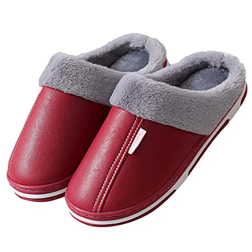 Schuhe Baumwolle Schuhe Hausschuh für Frauen warm Soft-Soled Herren Hausschuh für Frauen (Red, 36-37) von Generisch
