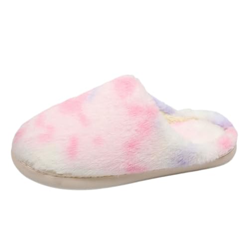 Schuhe Damen Frühling 2025 Paare Männer Frauen Slip On Pelzigen Flache Hause Winter Runde Zehe Halten Warme Drucke Hausschuhe Schuhe Keilabsatz Schuhe Damen Stiefeletten (Purple, 43) von Generisch